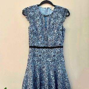 Rare Anthropologie Shoshanna Louisa Light Blue Black Lace Dress Size 2